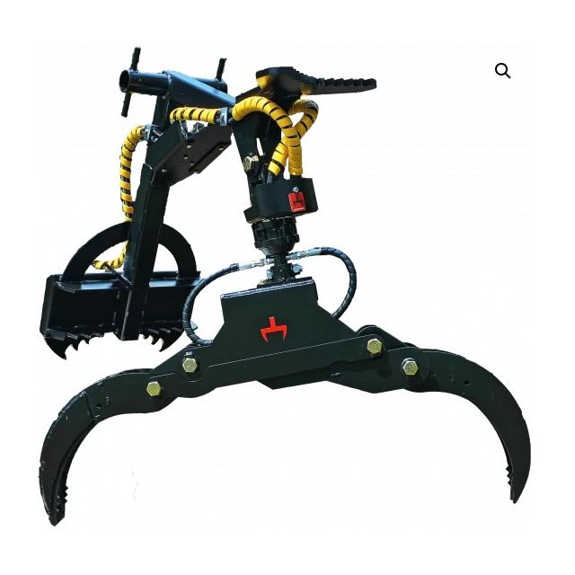 56" opening bypass grapple, hydraulic rotation w/ universal mini skid quick attach